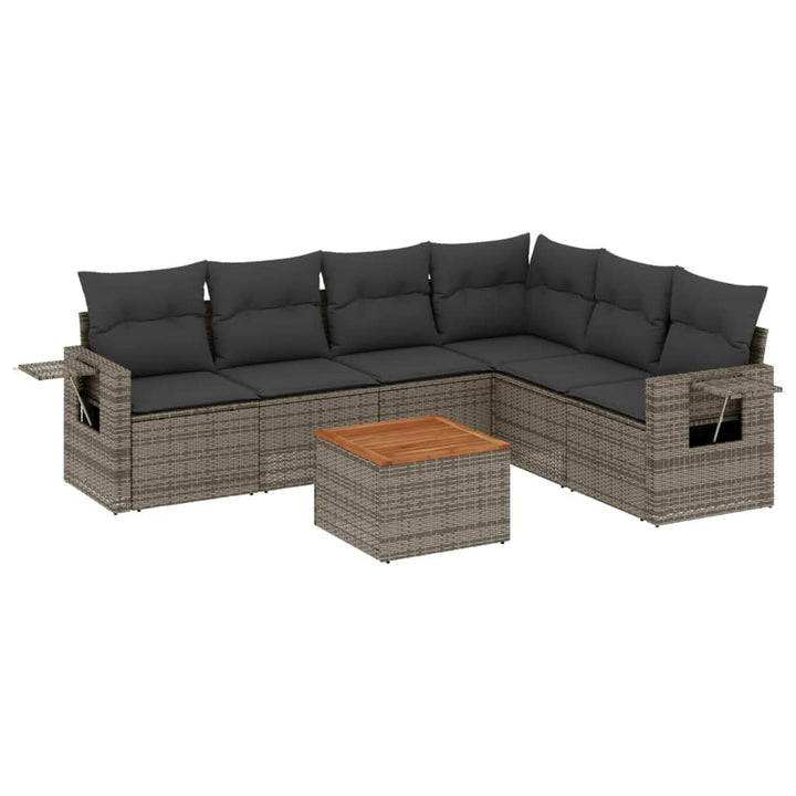 Set Canapele De Grădină, 7 Piese, Cu Perne, , Poliratan
