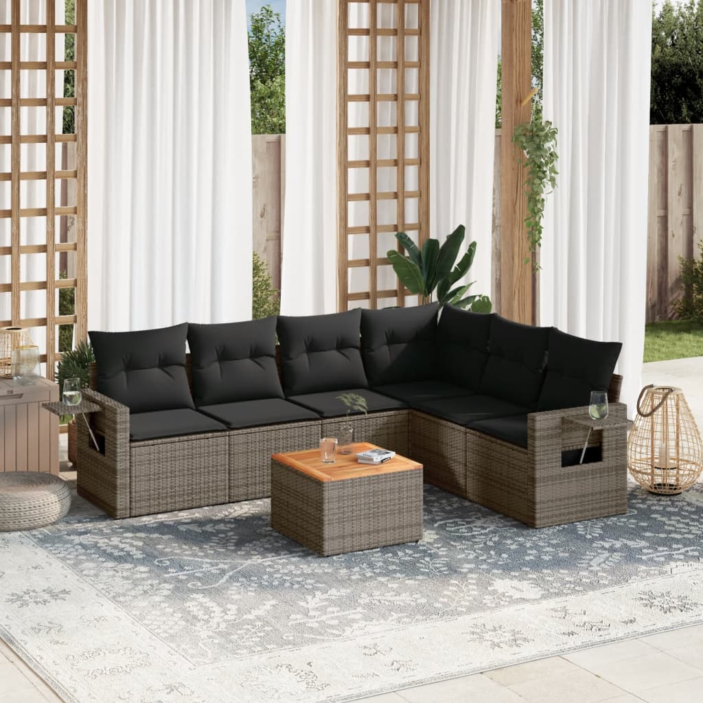 Set Canapele De Grădină, 7 Piese, Cu Perne, , Poliratan