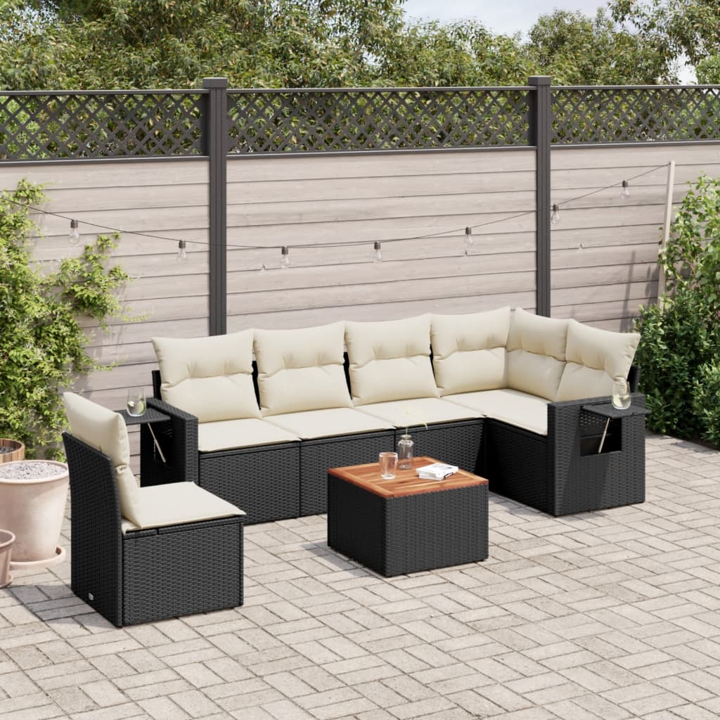 Set Canapele De Grădină, 7 Piese, Cu Perne, , Poliratan
