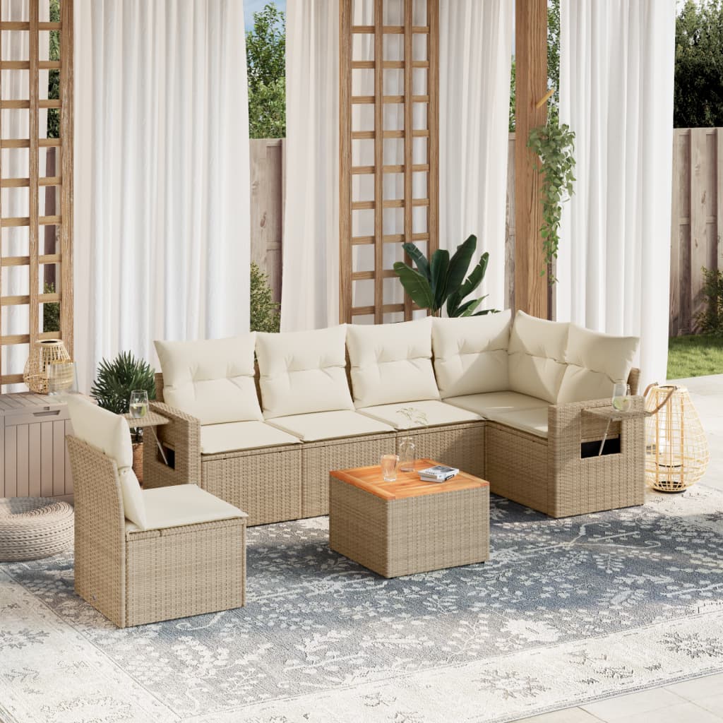 Set Canapele De Grădină, 7 Piese, Cu Perne, , Poliratan
