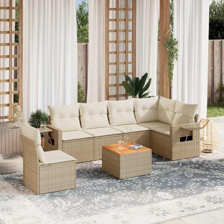 Set Canapele De Grădină, 7 Piese, Cu Perne, , Poliratan