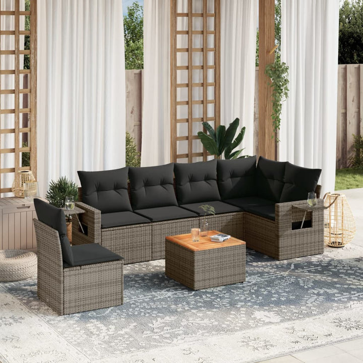 Set Canapele De Grădină, 7 Piese, Cu Perne, , Poliratan