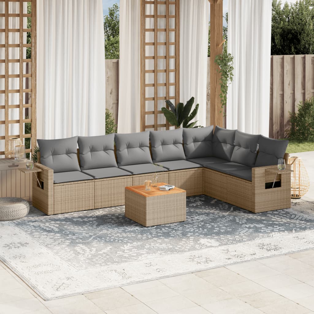 Set Canapele De Grădină Cu Perne, 8 Piese, , Poliratan