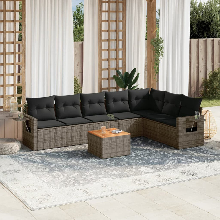 Set Canapele De Grădină Cu Perne, 8 Piese, , Poliratan