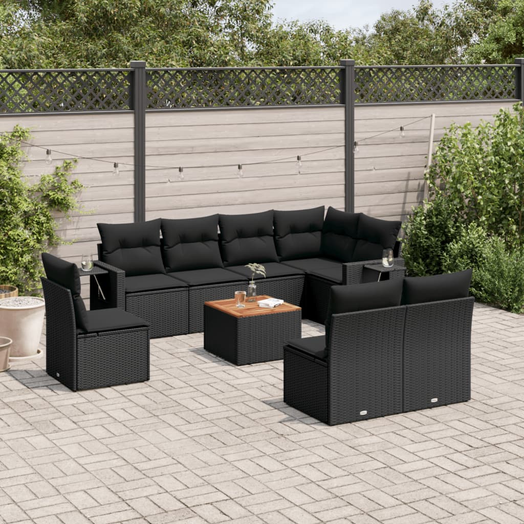 Set Canapele De Grădină, 9 Piese, Cu Perne, , Poliratan
