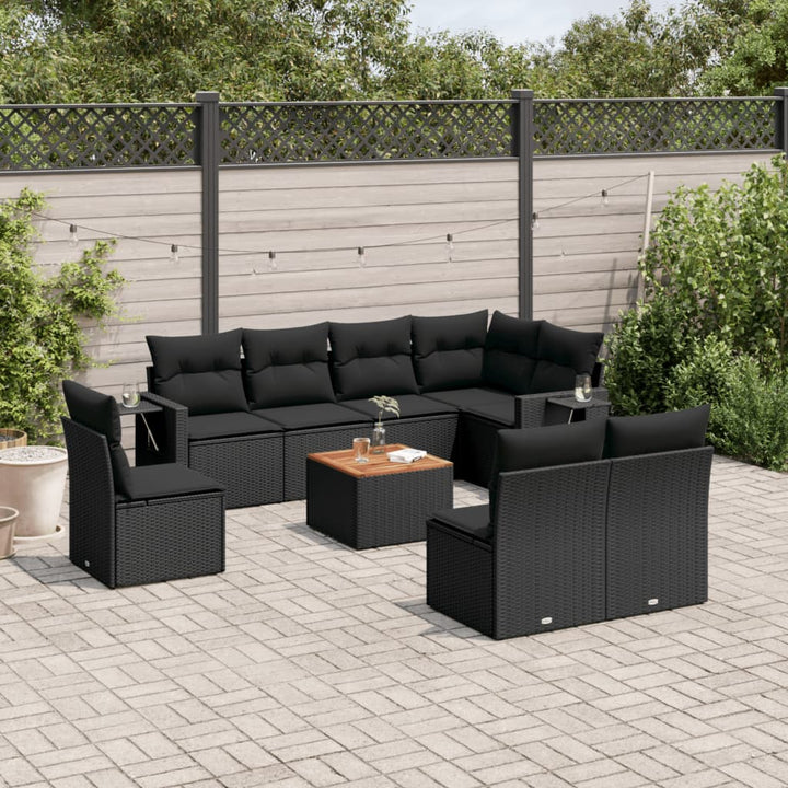 Set Canapele De Grădină, 9 Piese, Cu Perne, , Poliratan