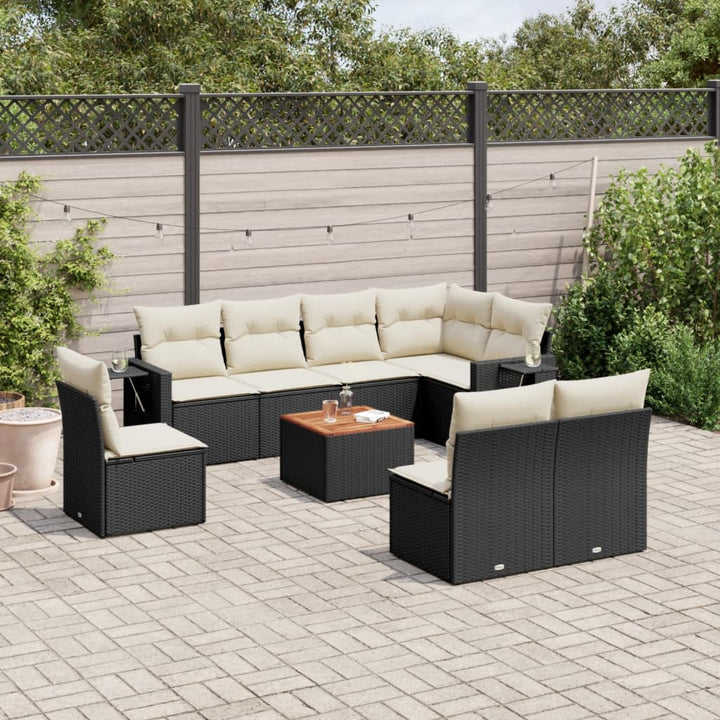 Set Canapele De Grădină, 9 Piese, Cu Perne, , Poliratan