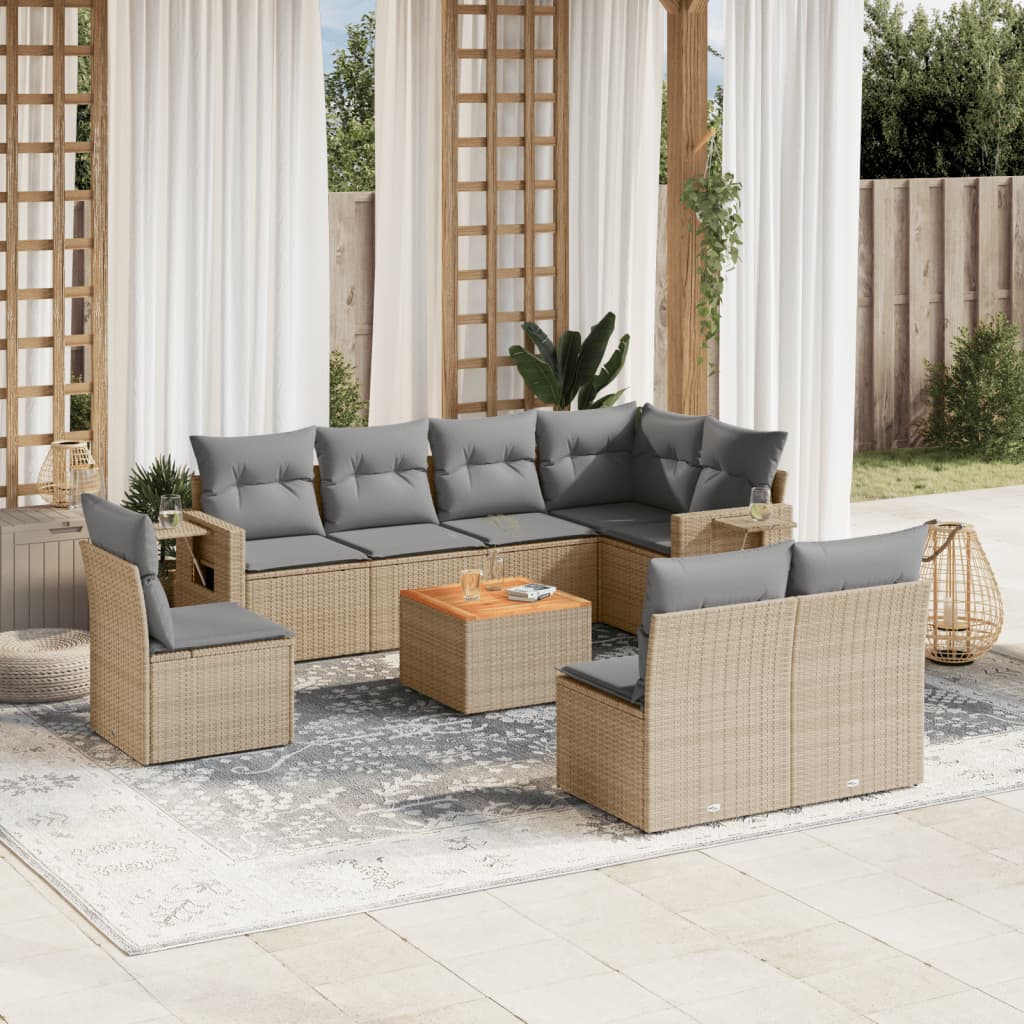 Set Canapele De Grădină, 9 Piese, Cu Perne, , Poliratan
