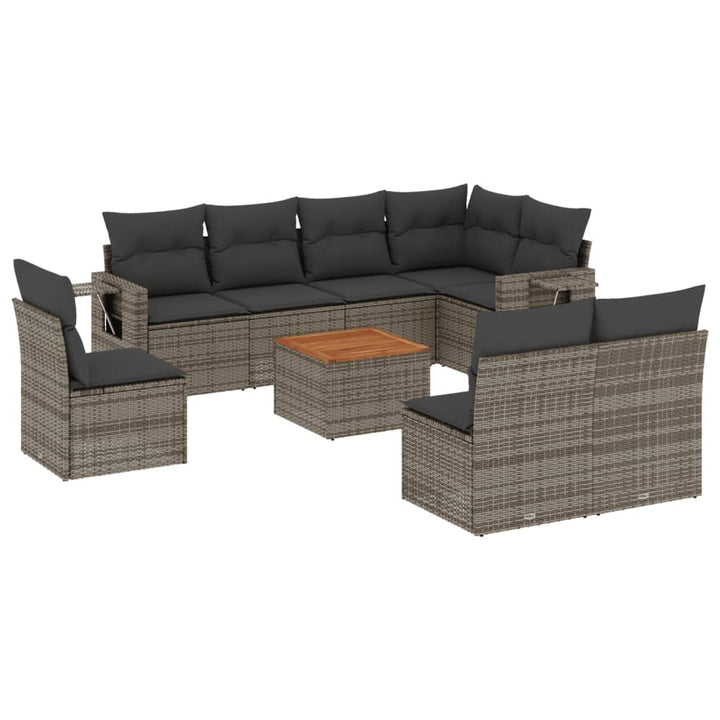 Set Canapele De Grădină, 9 Piese, Cu Perne, , Poliratan