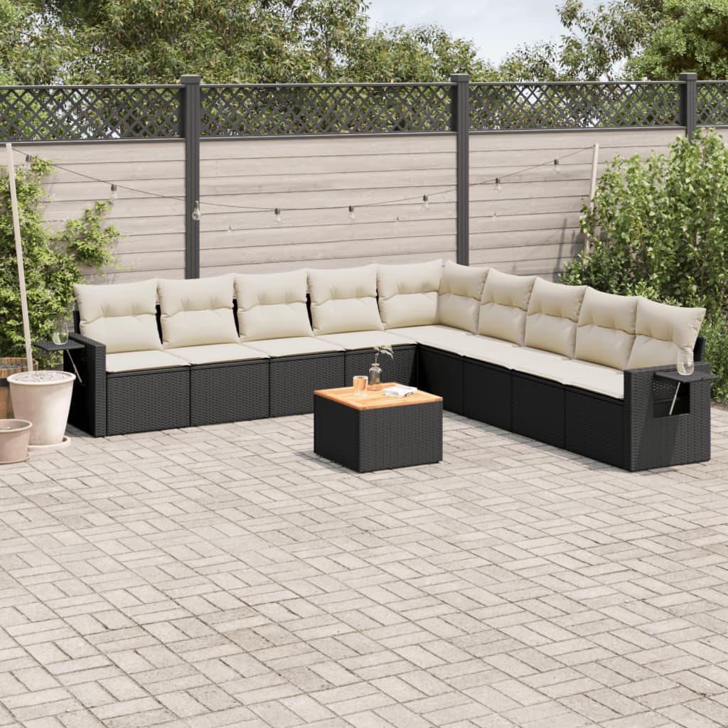 Set Mobilier De Grădină Cu Perne, 10 Piese, , Poliratan