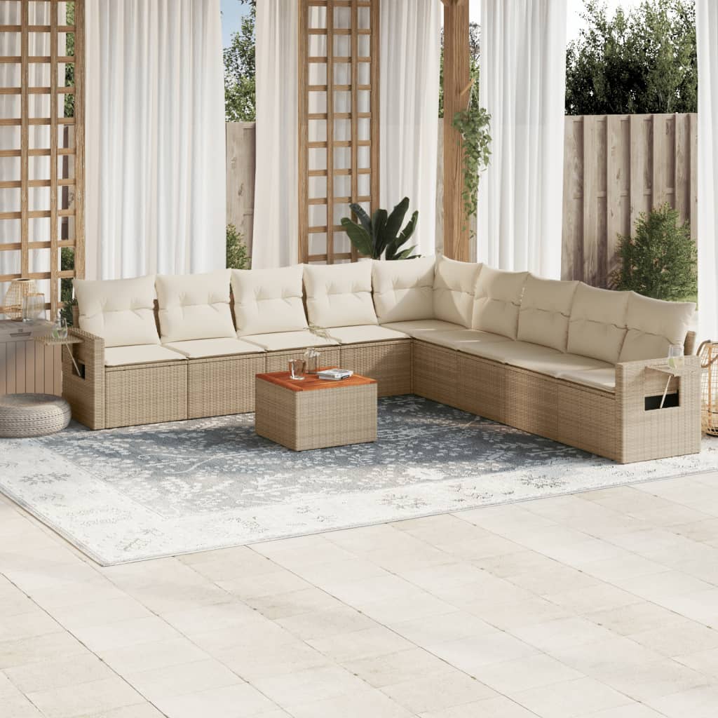 Set Mobilier De Grădină Cu Perne, 10 Piese, , Poliratan