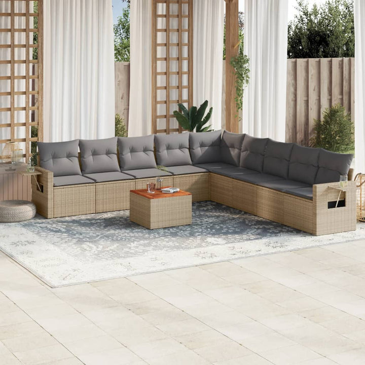 Set Mobilier De Grădină Cu Perne, 10 Piese, , Poliratan
