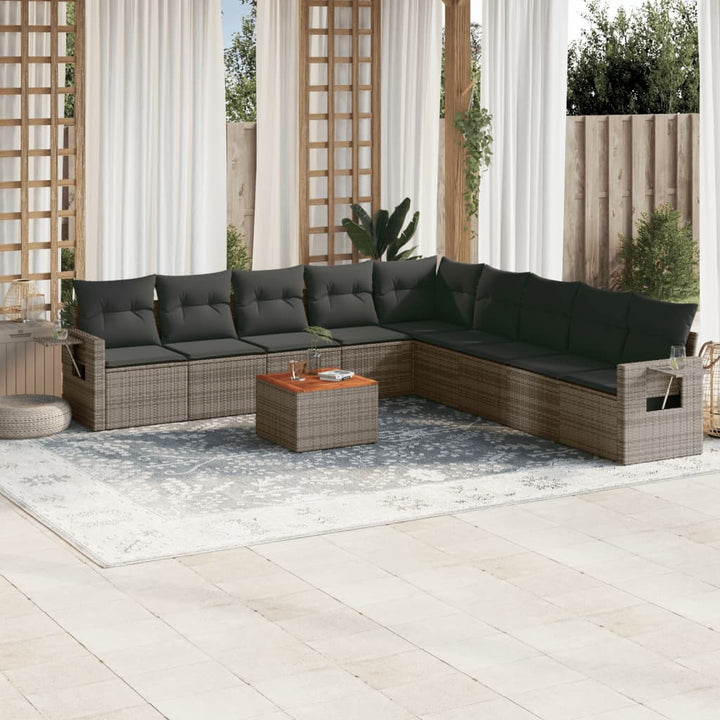 Set Mobilier De Grădină Cu Perne, 10 Piese, , Poliratan
