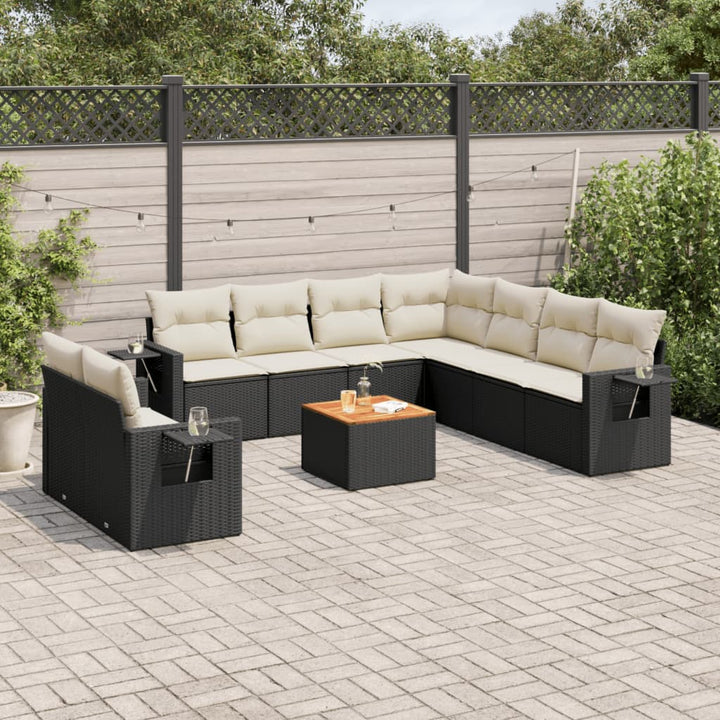 Set Mobilier De Grădină Cu Perne, 10 Piese, , Poliratan