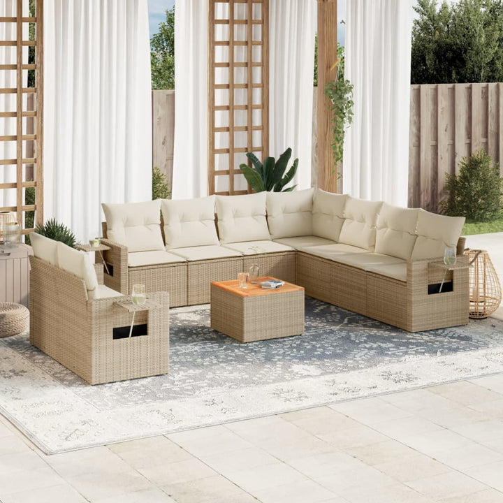 Set Mobilier De Grădină Cu Perne, 10 Piese, , Poliratan