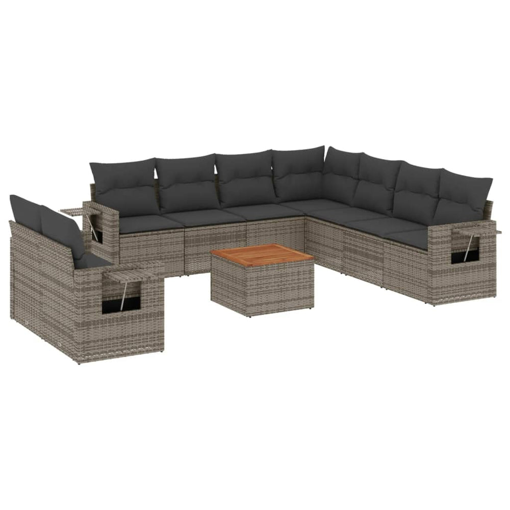 Set Mobilier De Grădină Cu Perne, 10 Piese, , Poliratan