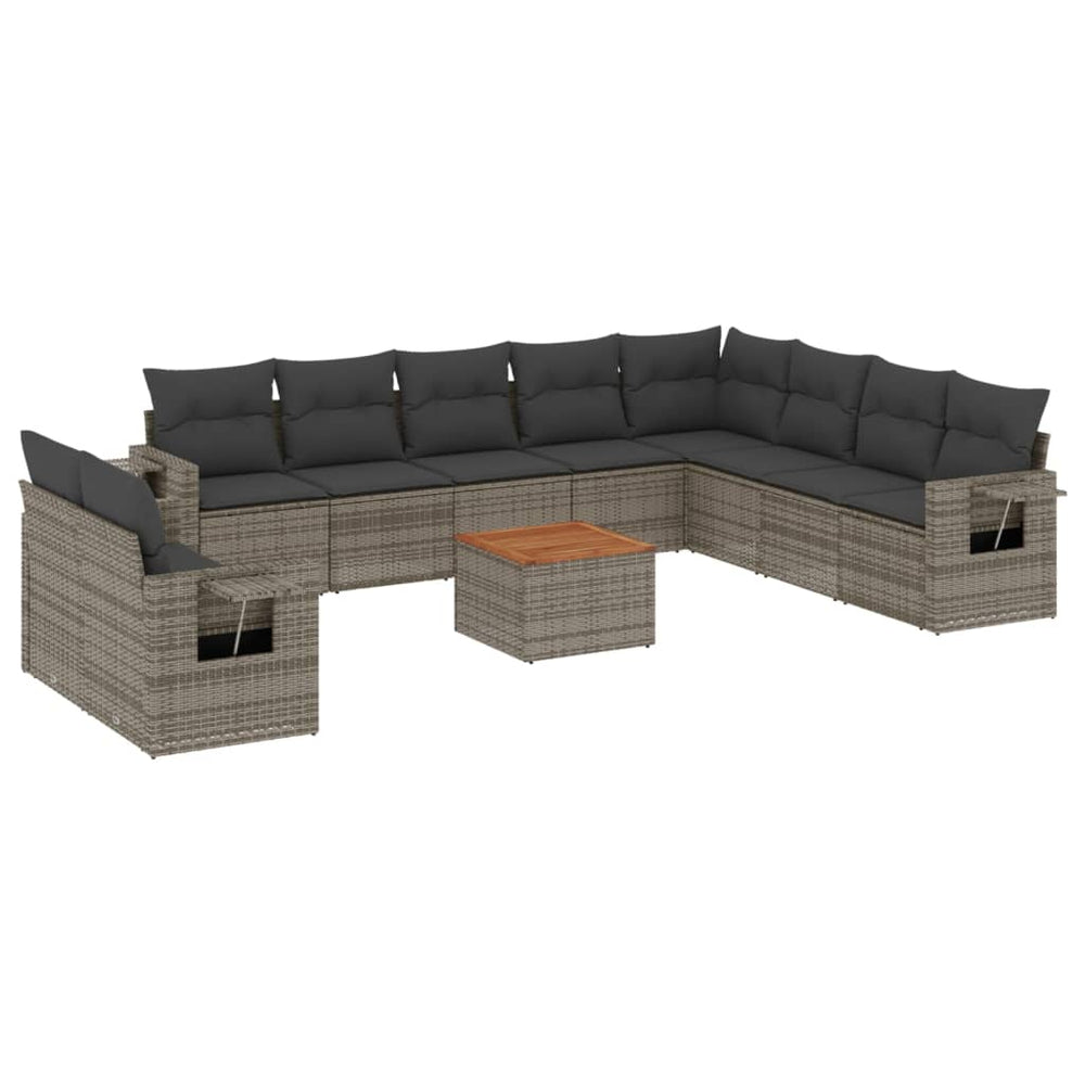 Set Canapele De Grădină Cu Perne, 11 Piese, , Poliratan