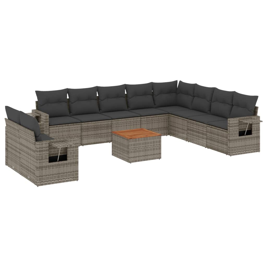 Set Canapele De Grădină Cu Perne, 11 Piese, , Poliratan