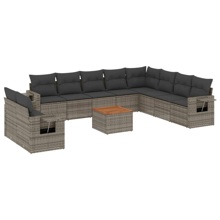 Set Canapele De Grădină Cu Perne, 11 Piese, , Poliratan