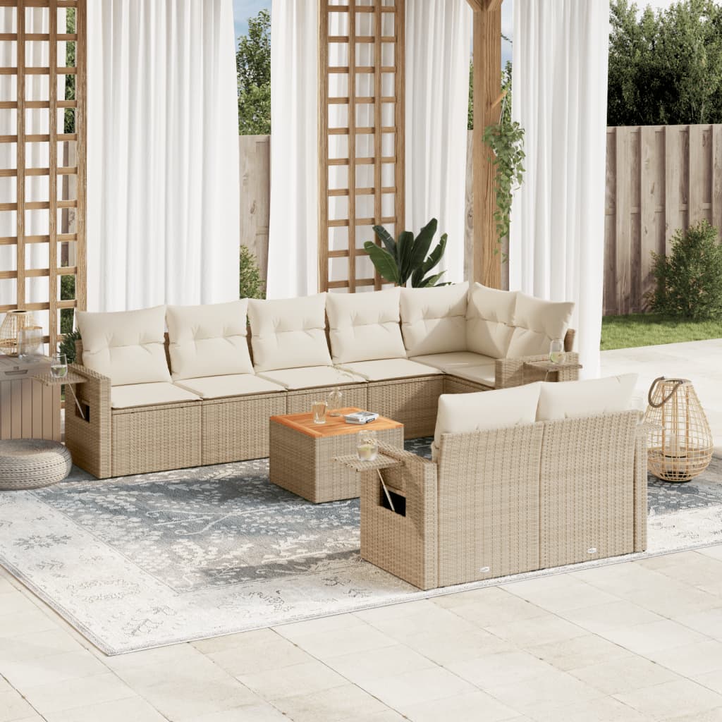 Set Canapele De Grădină, 9 Piese, Cu Perne, , Poliratan