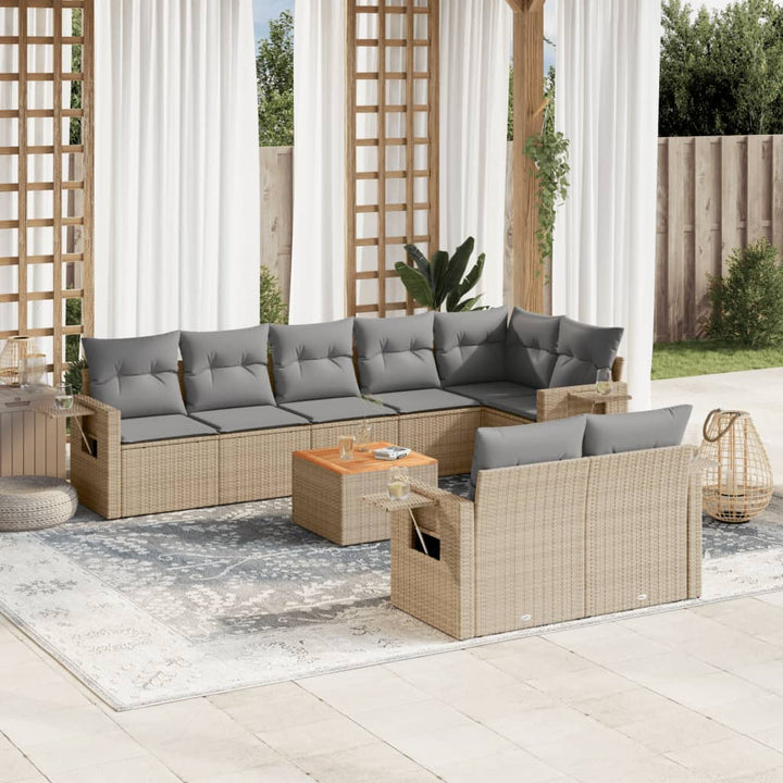 Set Canapele De Grădină, 9 Piese, Cu Perne, , Poliratan