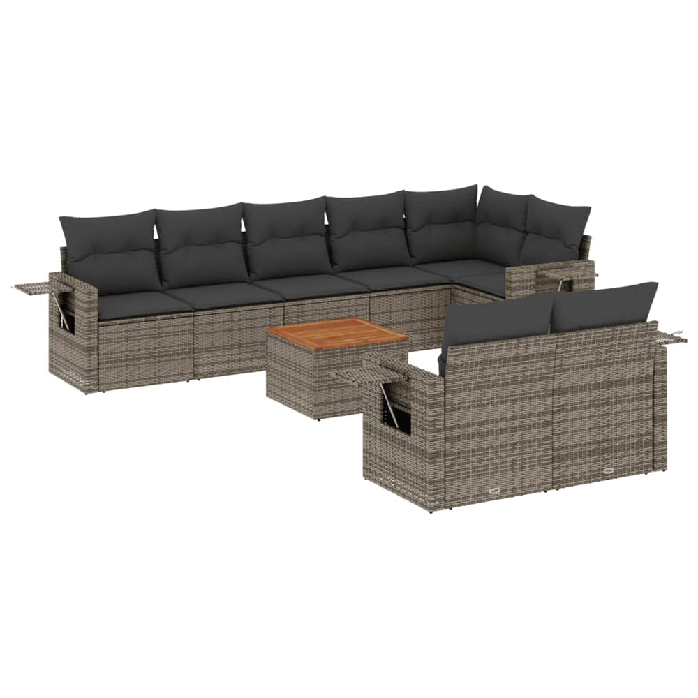 Set Canapele De Grădină, 9 Piese, Cu Perne, , Poliratan
