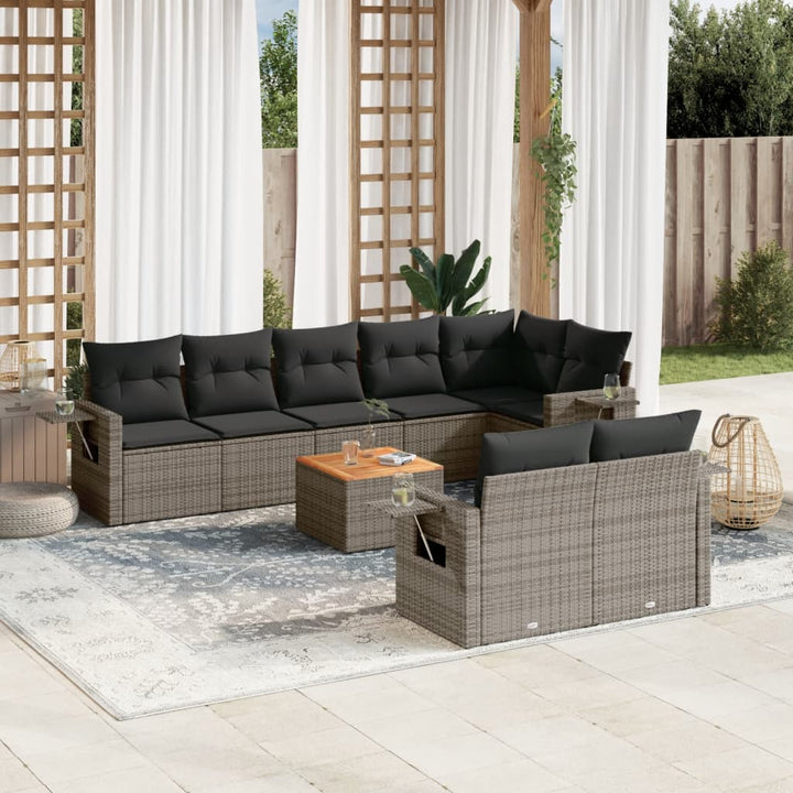 Set Canapele De Grădină, 9 Piese, Cu Perne, , Poliratan