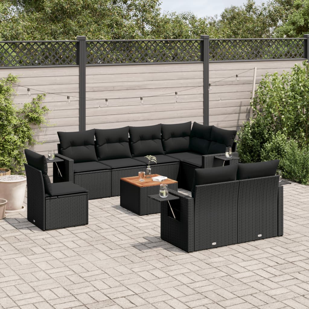 Set Canapele De Grădină, 9 Piese, Cu Perne, , Poliratan
