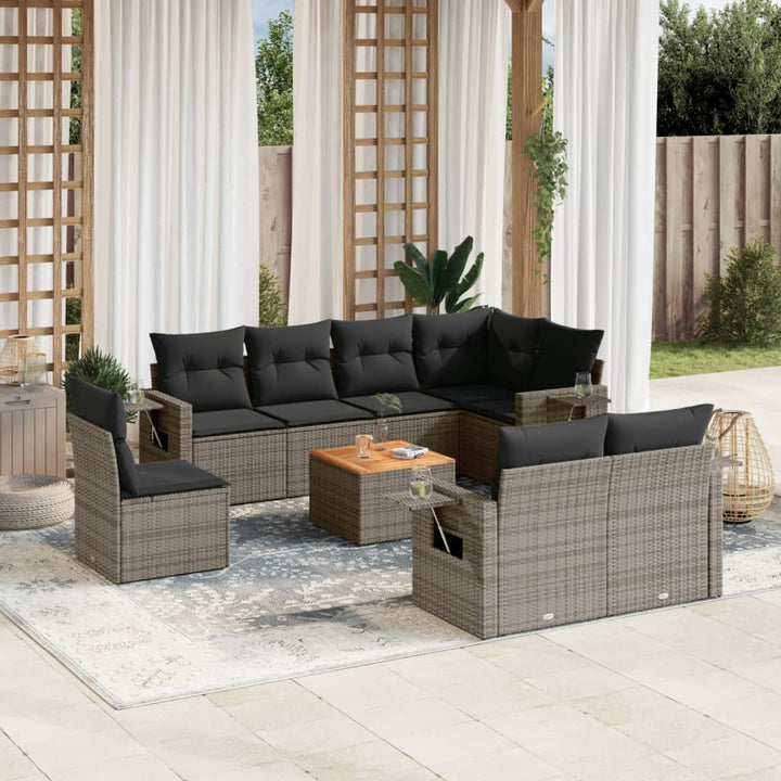 Set Canapele De Grădină, 9 Piese, Cu Perne, , Poliratan