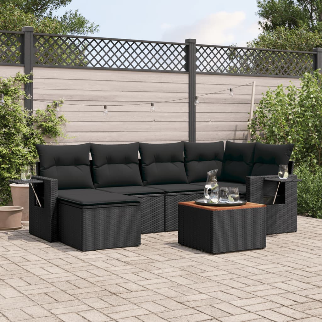 Set Canapele De Grădină, 7 Piese, Cu Perne, , Poliratan