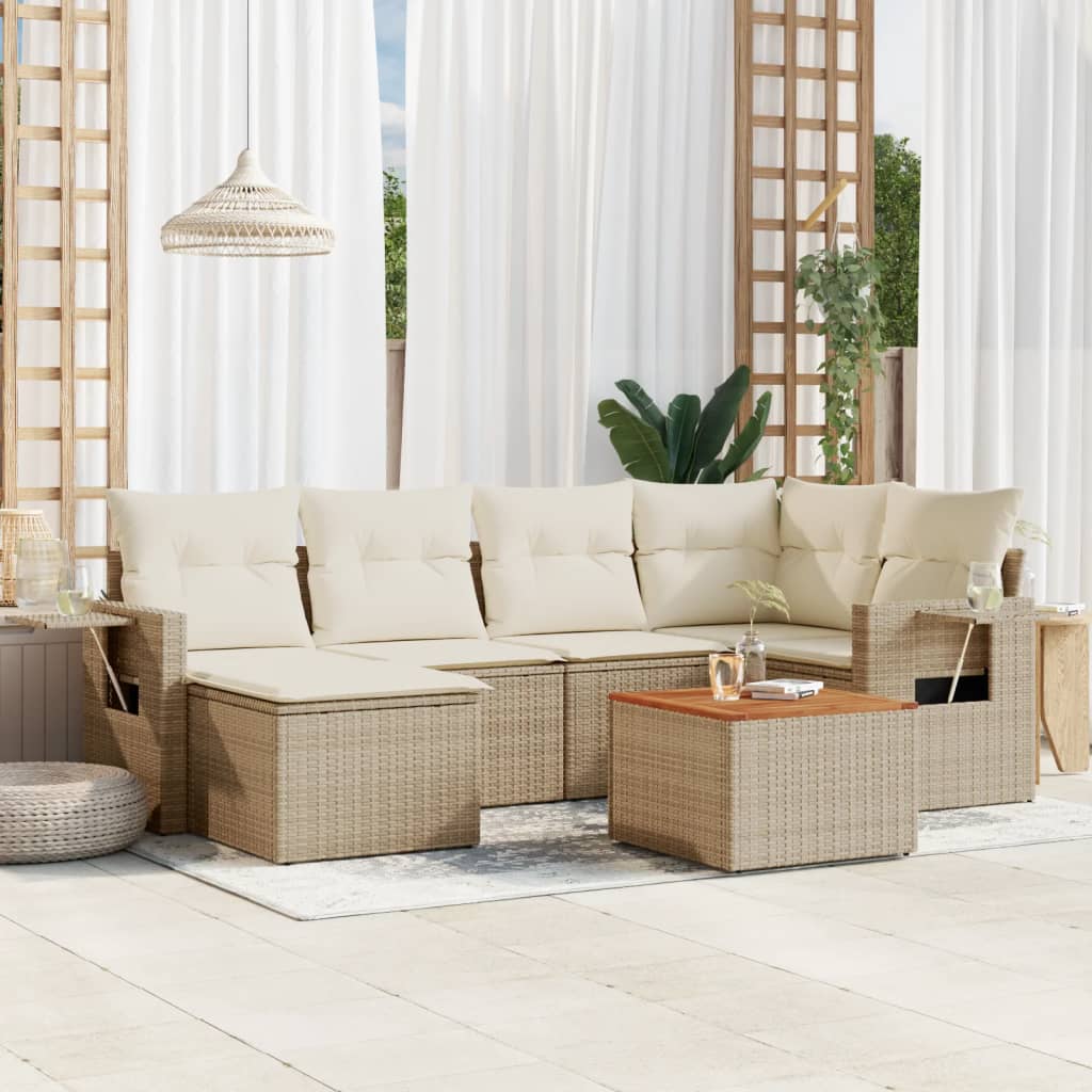 Set Canapele De Grădină, 7 Piese, Cu Perne, , Poliratan