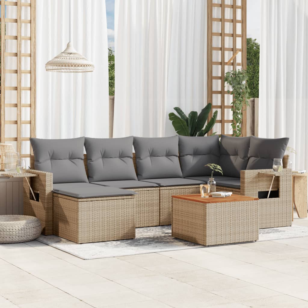 Set Canapele De Grădină, 7 Piese, Cu Perne, , Poliratan