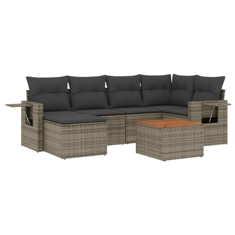 Set Canapele De Grădină, 7 Piese, Cu Perne, , Poliratan
