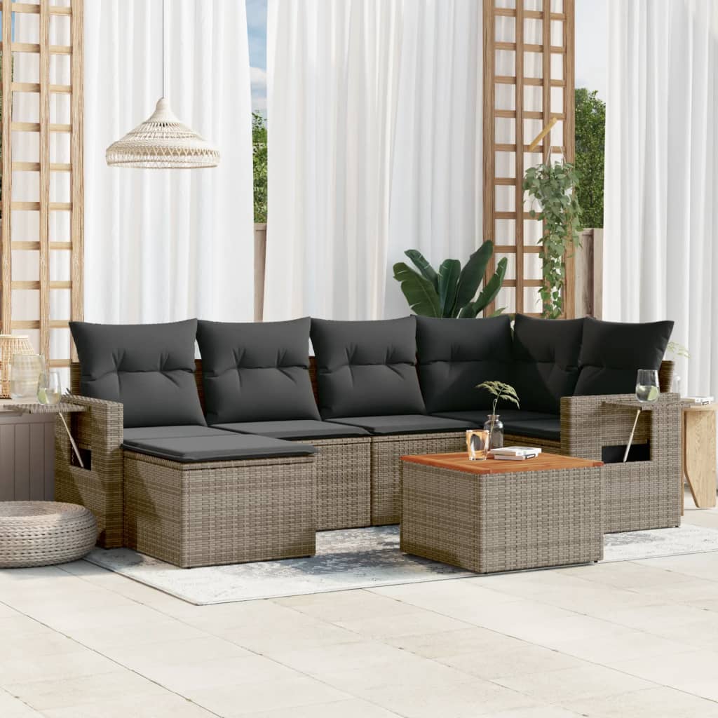 Set Canapele De Grădină, 7 Piese, Cu Perne, , Poliratan
