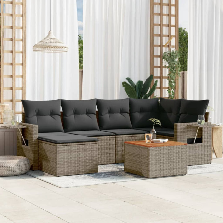 Set Canapele De Grădină, 7 Piese, Cu Perne, , Poliratan