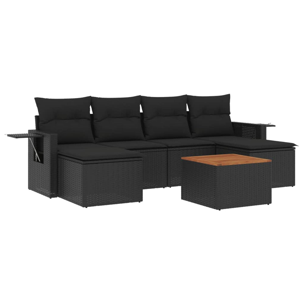 Set Canapele De Grădină Cu Perne, 7 Piese, , Poliratan