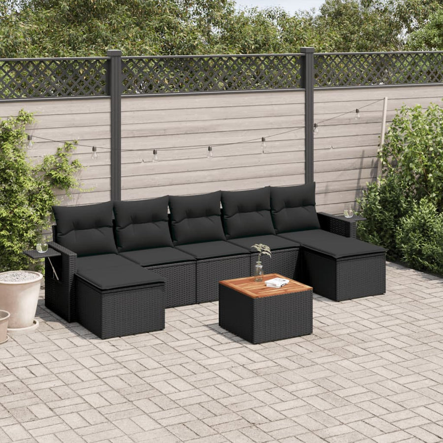 Set Mobilier De Grădină Cu Perne, 8 Piese, , Poliratan