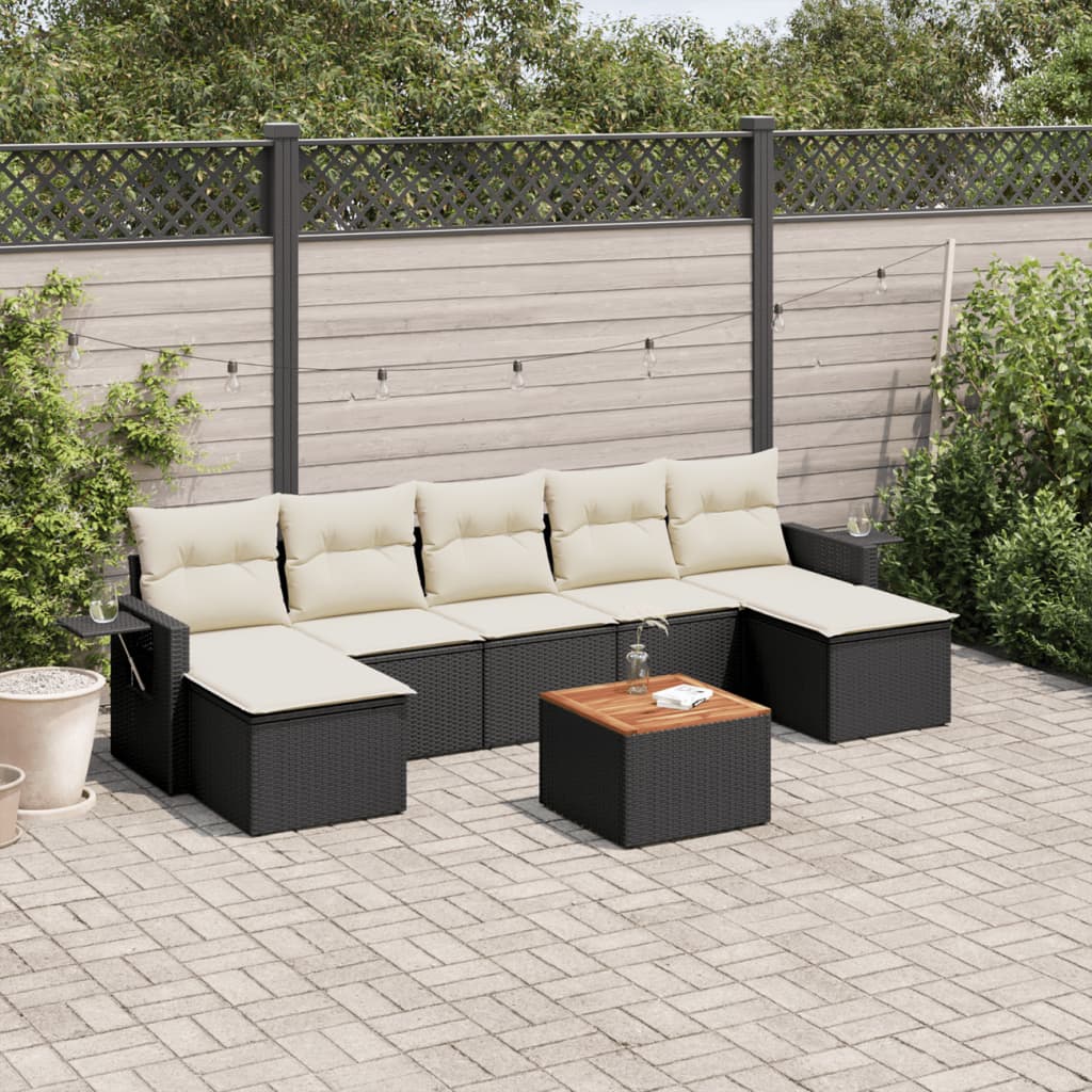 Set Mobilier De Grădină Cu Perne, 8 Piese, , Poliratan