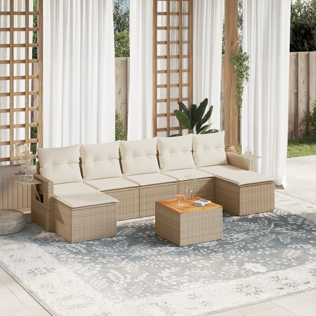 Set Mobilier De Grădină Cu Perne, 8 Piese, , Poliratan