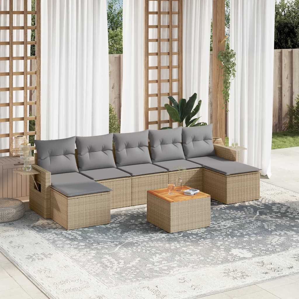 Set Mobilier De Grădină Cu Perne, 8 Piese, , Poliratan