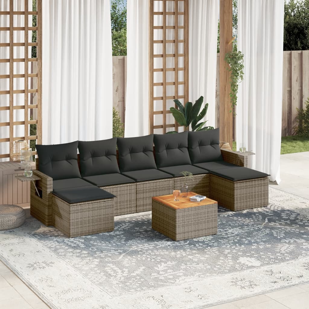 Set Mobilier De Grădină Cu Perne, 8 Piese, , Poliratan