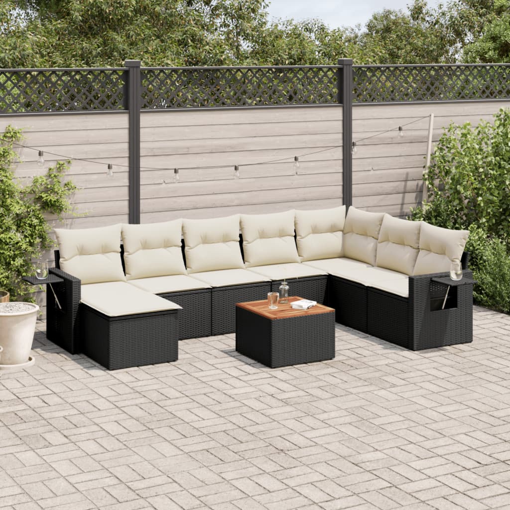 Set Canapele De Grădină, 9 Piese, Cu Perne, , Poliratan