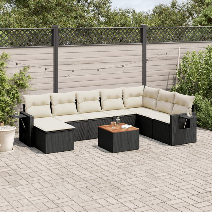 Set Canapele De Grădină, 9 Piese, Cu Perne, , Poliratan