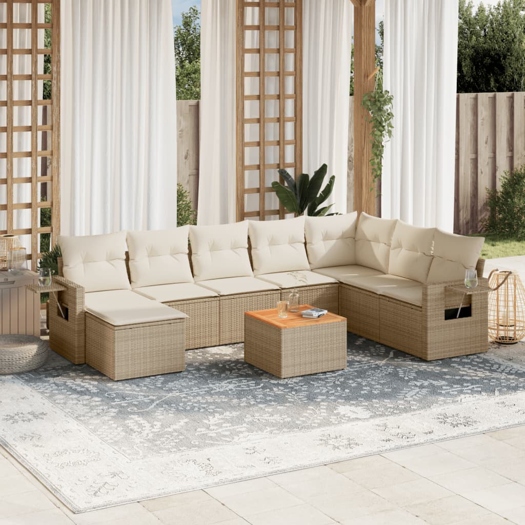 Set Canapele De Grădină, 9 Piese, Cu Perne, , Poliratan
