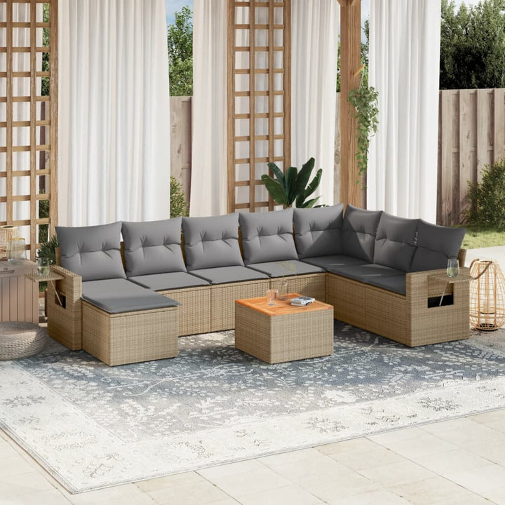 Set Canapele De Grădină, 9 Piese, Cu Perne, , Poliratan
