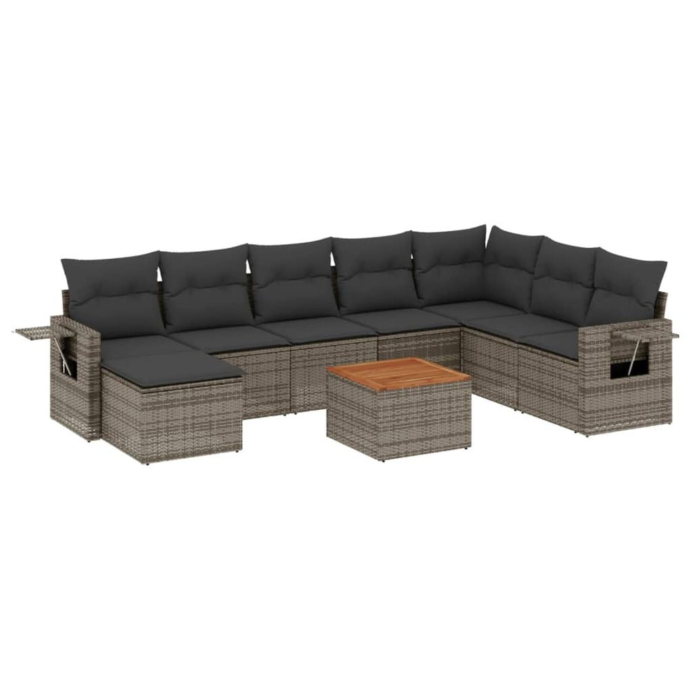 Set Canapele De Grădină, 9 Piese, Cu Perne, , Poliratan