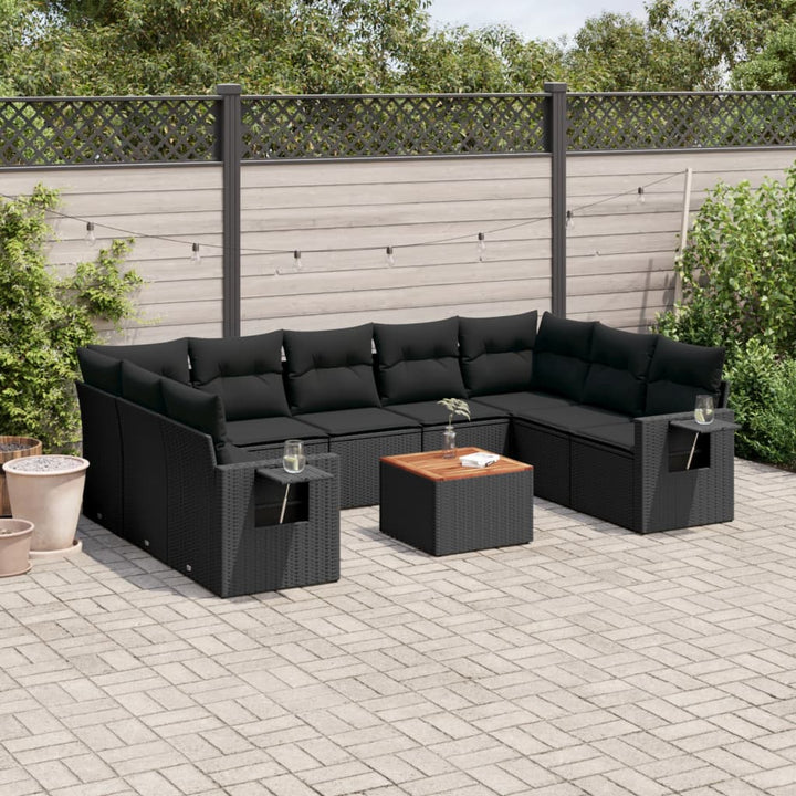 Set Mobilier De Grădină Cu Perne, 10 Piese, , Poliratan