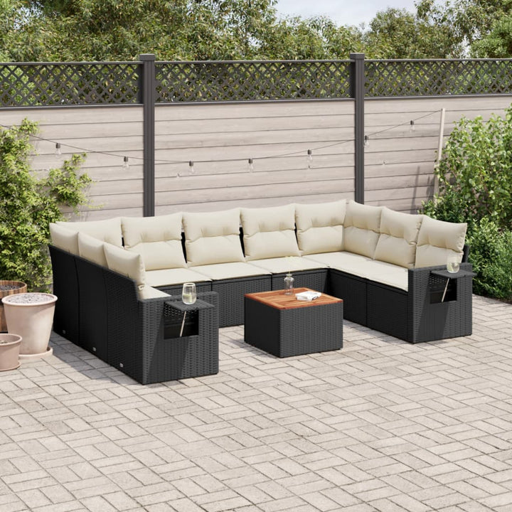Set Mobilier De Grădină Cu Perne, 10 Piese, , Poliratan