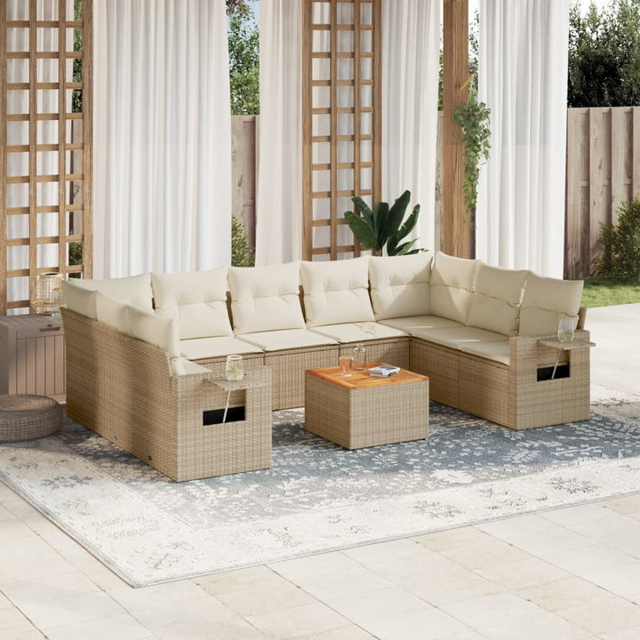 Set Mobilier De Grădină Cu Perne, 10 Piese, , Poliratan