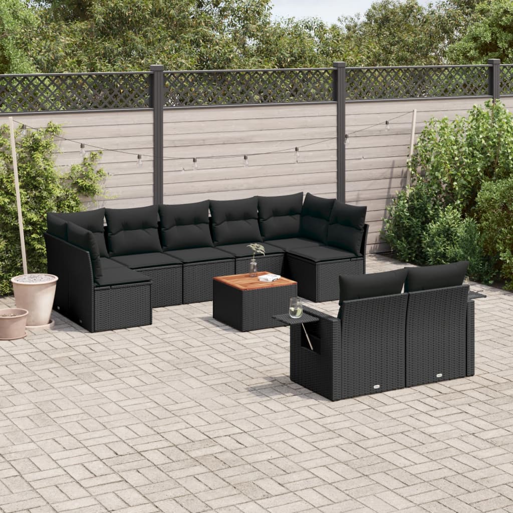 Set Mobilier De Grădină Cu Perne, 10 Piese, , Poliratan
